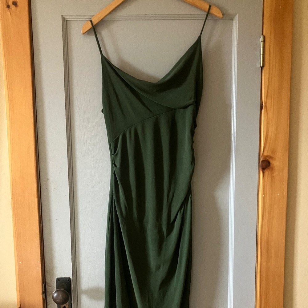 Diane von Furstenberg DVF Military Green Asymmetrical Strap Dress | Size US 6 |
